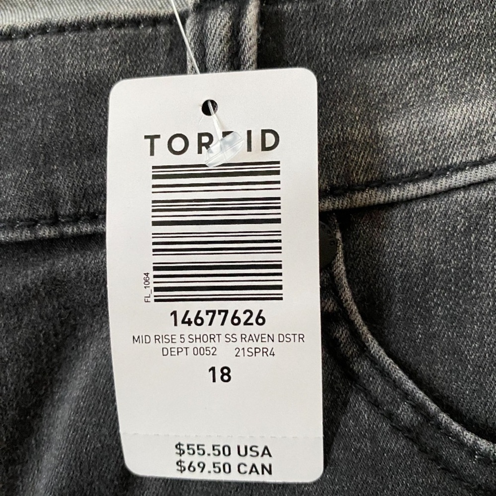 torrid Black Distressed Denim Jean Shorts - Picture 8 of 15